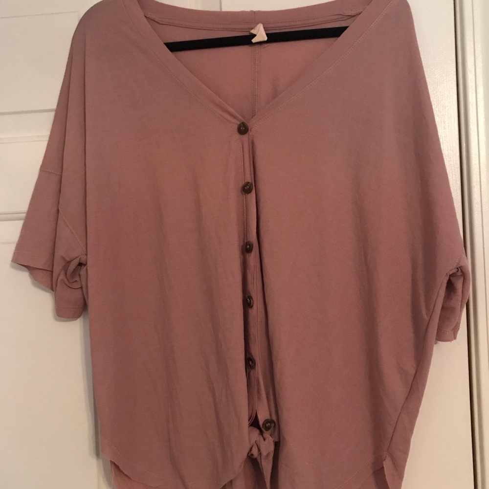Linen tie front top